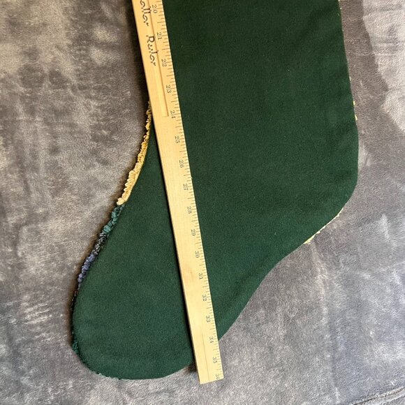 Hand-Hooked Latchhook Giant Wool 36" Santa Christmas Stocking Felted Wood - Picture 4 of 6